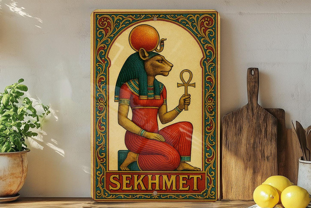 a painting of an egyptian god on a shelf
