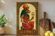 a painting of an egyptian god on a shelf