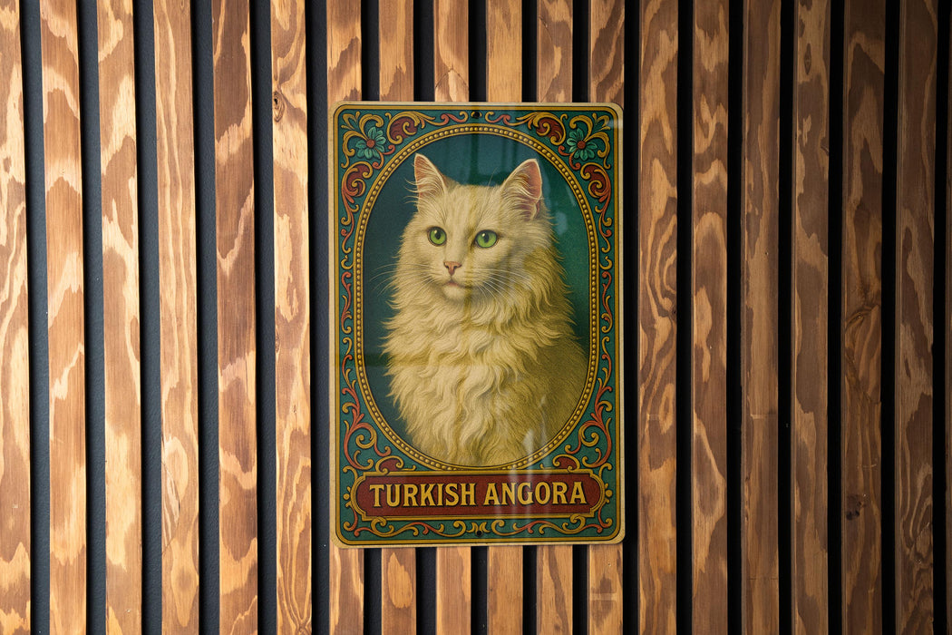 a picture of a cat on a wooden wall