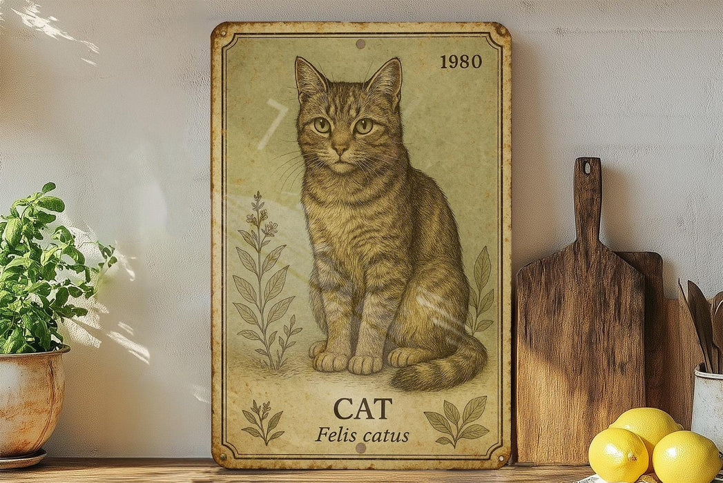 a picture of a cat sitting on a shelf