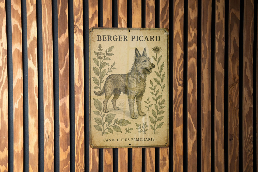 a picture of a dog on a wooden wall