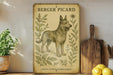 a picture of a german shepherd on a wall