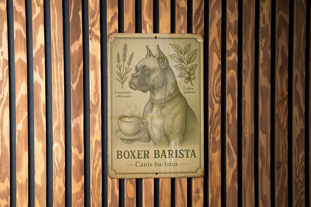 a sign on a wooden wall that says boxer barista