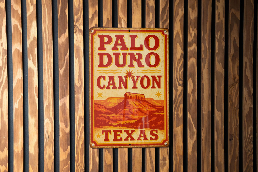 a sign on the side of a building that says palo duro canyon