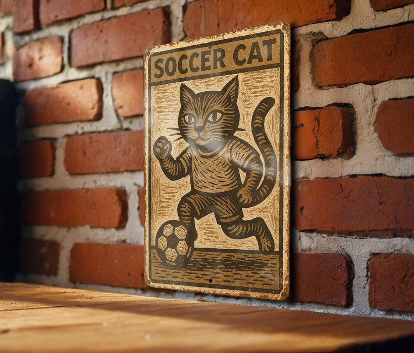 a wooden sign with a cat on it