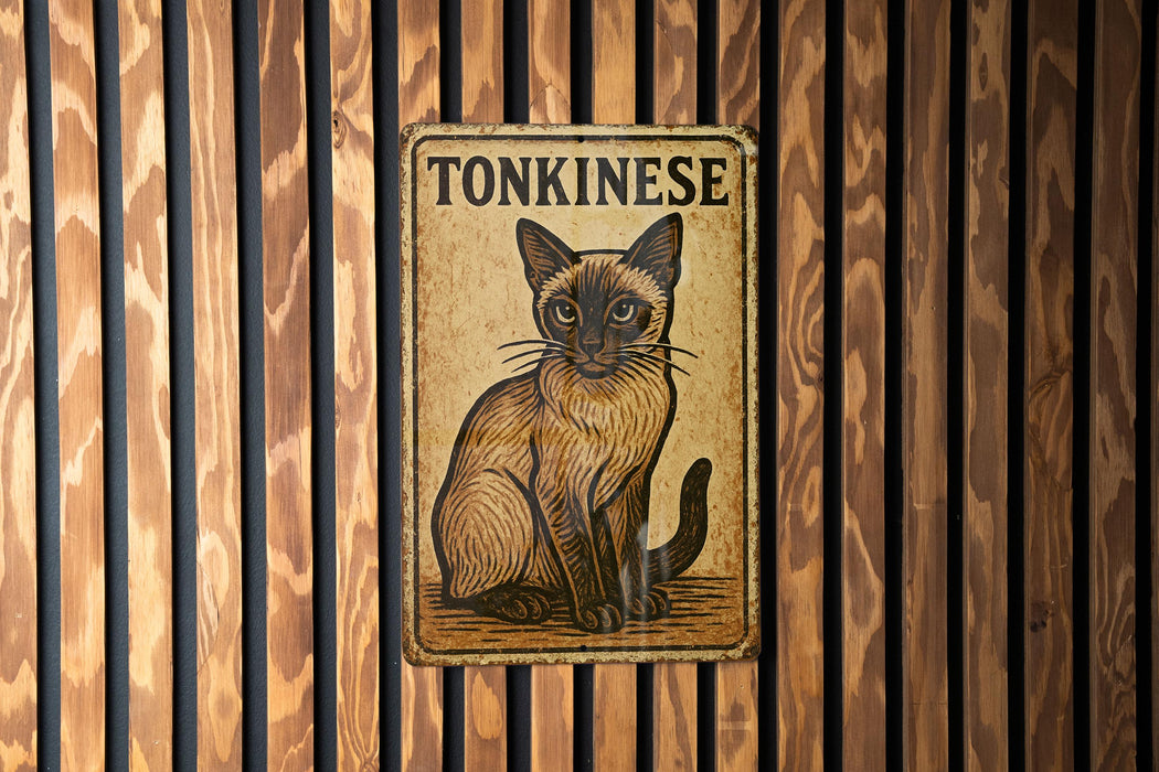 a picture of a cat on a wooden wall