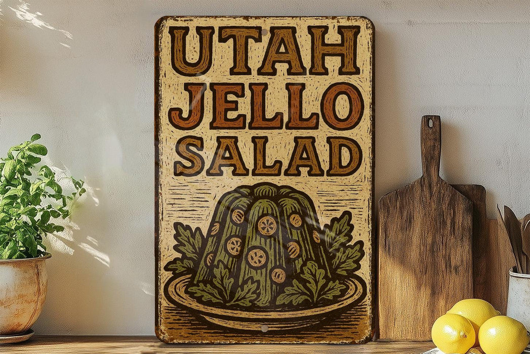 a picture of a sign that says utah jello salad