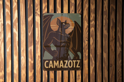 a picture of a sign on a wooden wall