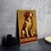 a picture of a dog sitting on a table