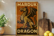 a picture of a dragon on a wall
