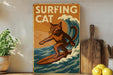 a picture of a cat surfing on a surfboard