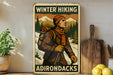 a poster of a man with a backpack on a shelf
