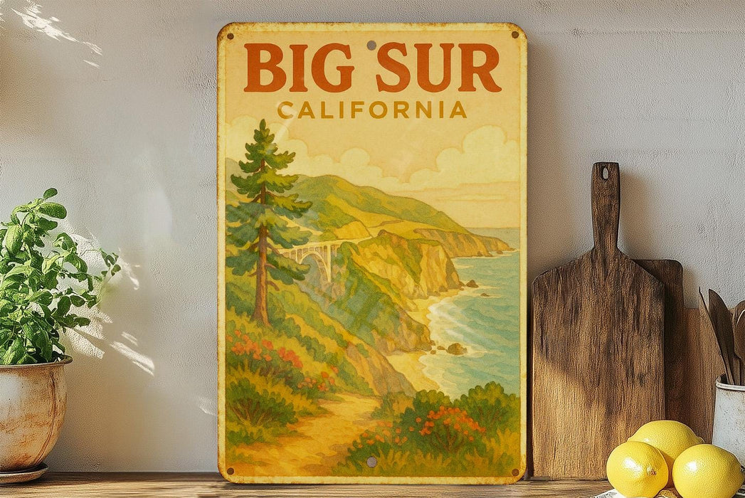 a picture of a big sur california on a wall