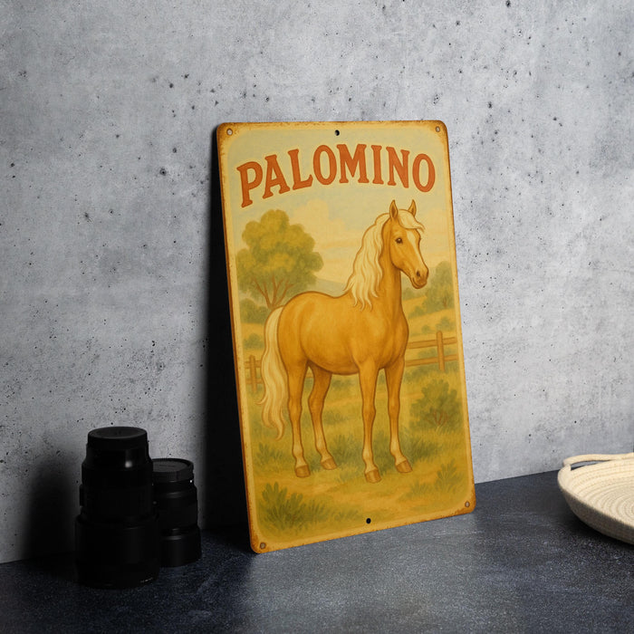 a yellow sign with a horse on it