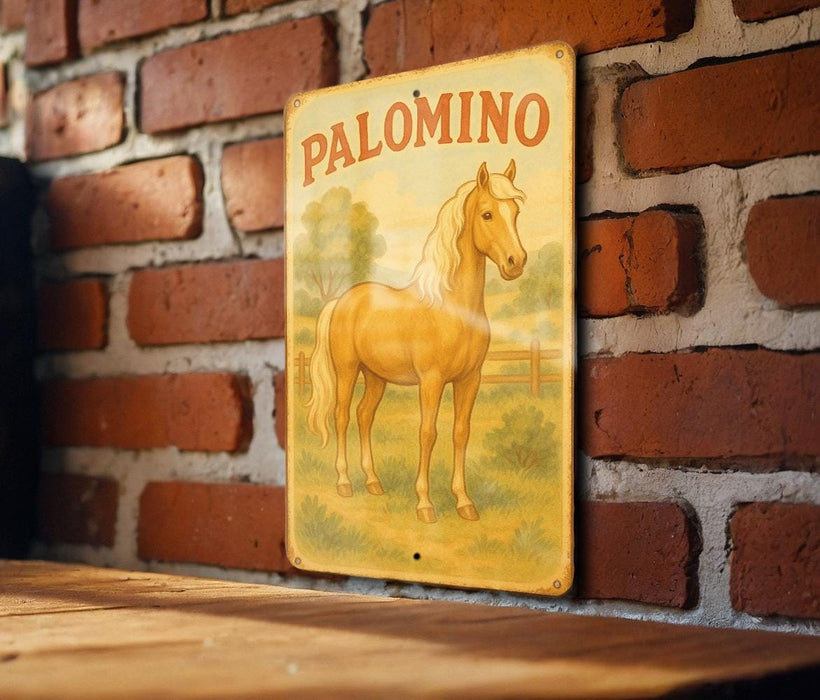 a sign on a brick wall that says palomino