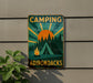 a sign on the side of a building that says camping adirondacks