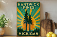 a poster of a pine tree on a shelf