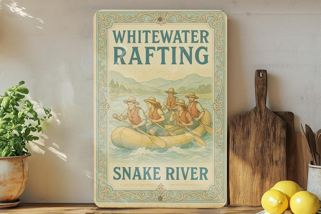 a picture of a sign that says whitewater rafting snake river