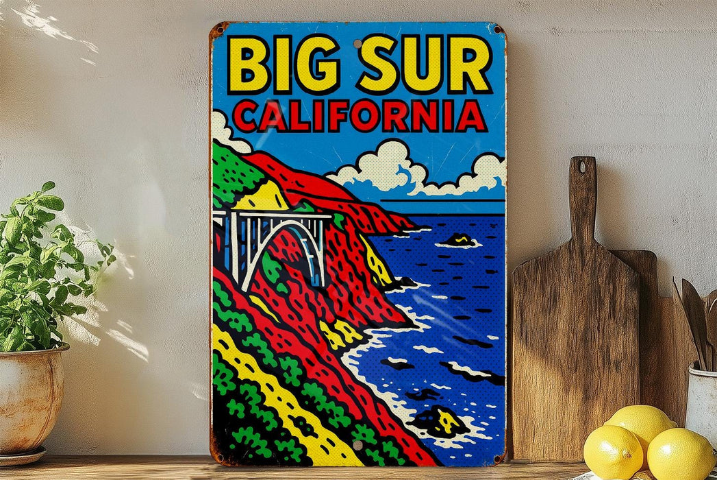 a picture of a big sur california sign on a wall