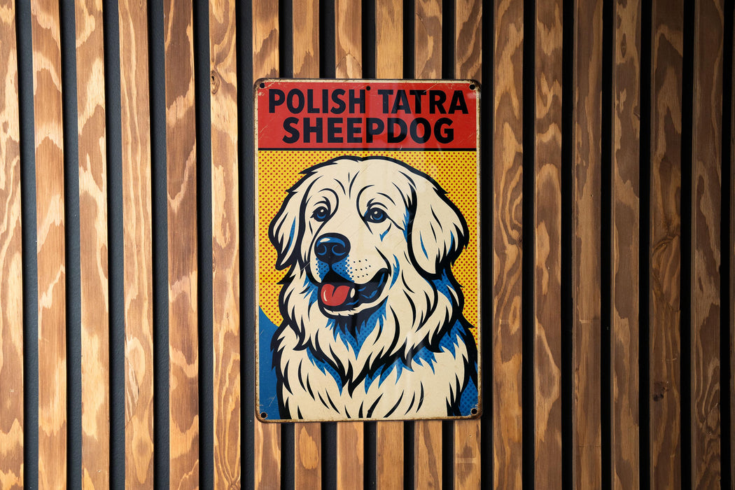 a picture of a dog on a wooden wall