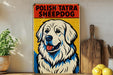 a painting of a dog on a shelf