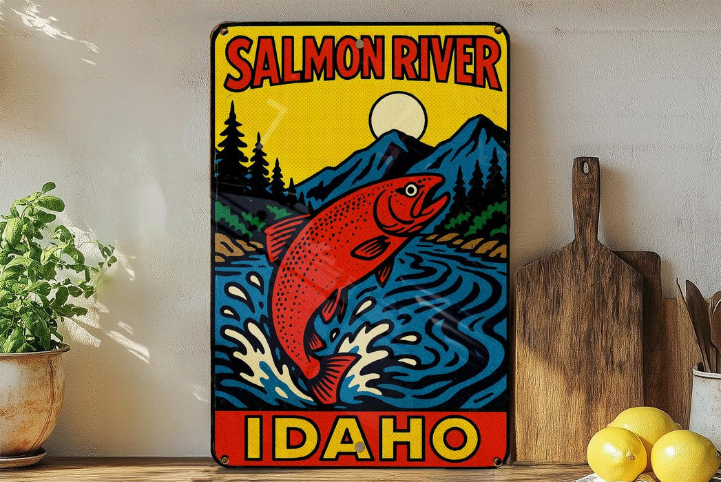 a painting of a salmon on a wall