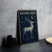 a picture of a deer with stars and a moon on it