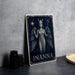 Celestial Inanna Metal Sign – Midnight Blue Goddess Wall Art, Indigo Starry Sky, Silver Accents, Vintage Tin Decor