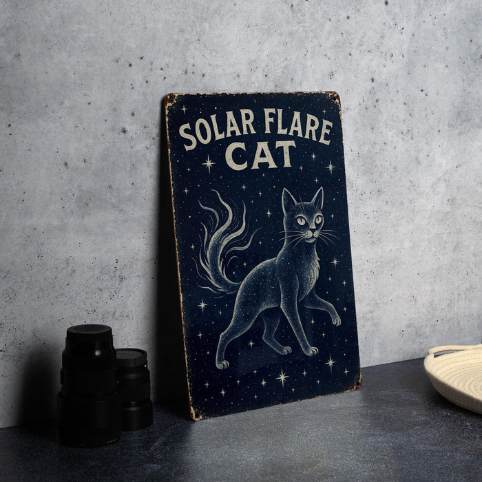 a picture of a black cat on a sign