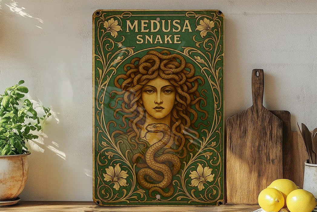 a painting of a woman with a snake in her hair