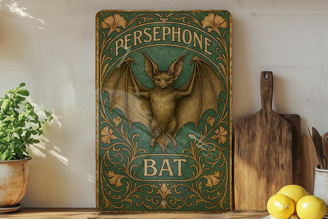 a picture of a bat hanging on a wall