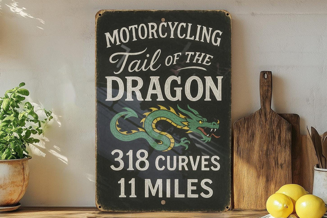 a sign that says motorcycling tail of the dragon