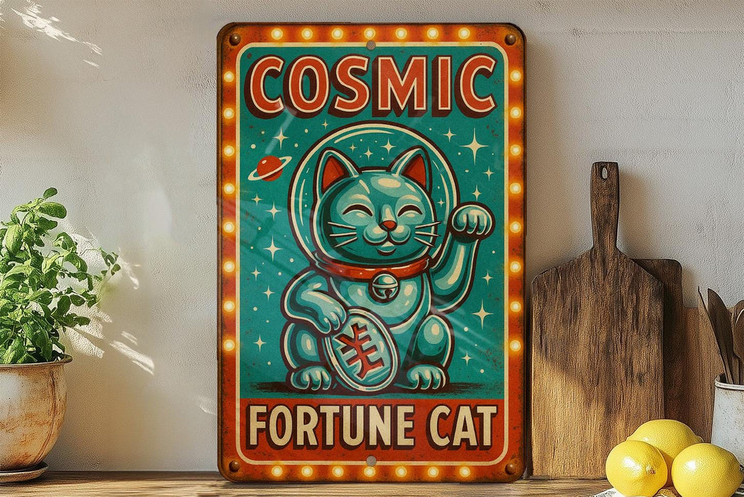 a picture of a sign that says cosmic fortune cat