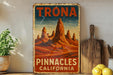a picture of a sign that says trona pinnacles california