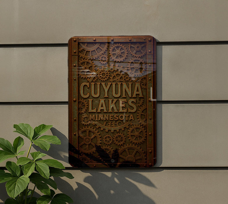 a sign on the side of a building that says guyuna lakes minnesota