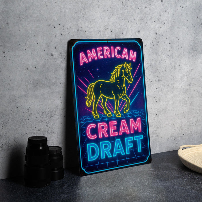 a neon sign that says american cream draft