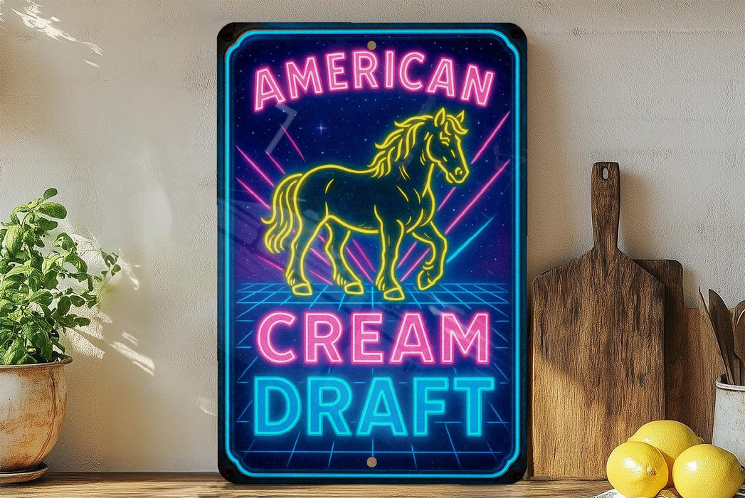 a neon sign that says american cream draft