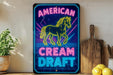 a neon sign that says american cream draft