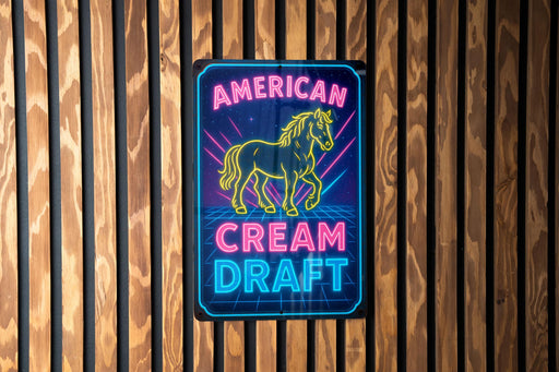 a neon sign that says american cream draft