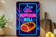 a neon sign that reads west virginia pepperoni roll