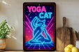 a neon sign that says yoga cat on it