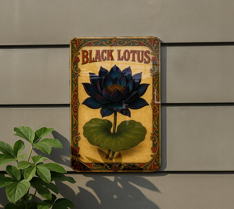 a picture of a black lotus on a wall