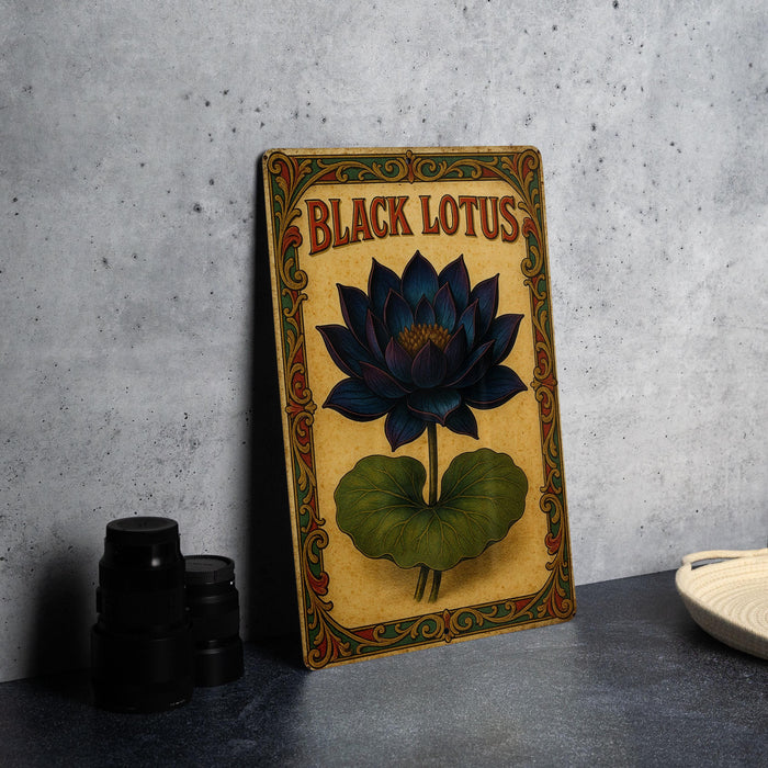 a picture of a black lotus on a table