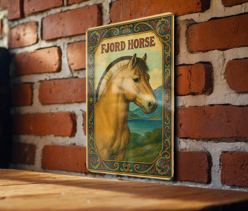 a picture of a horse on a brick wall