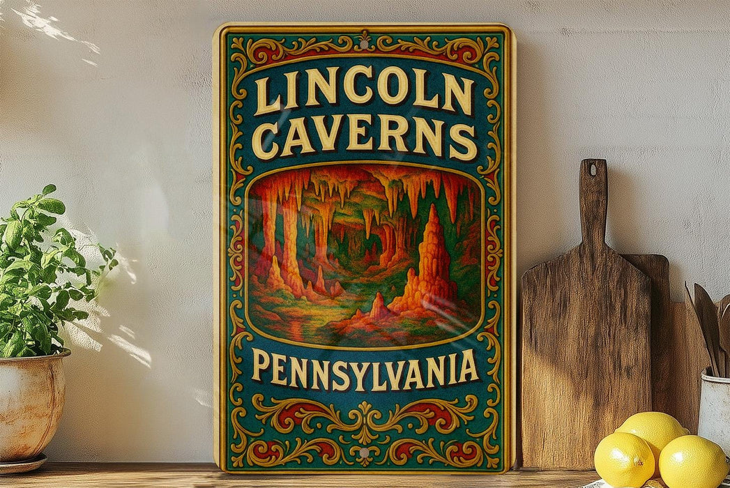 a picture of a sign that is on a shelf