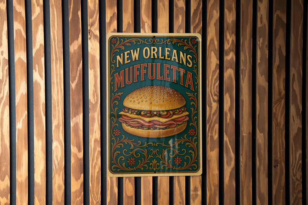 a sign on a wooden wall advertising a new orleans restaurant