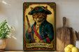 a picture of a cat wearing a hat and holding a rifle