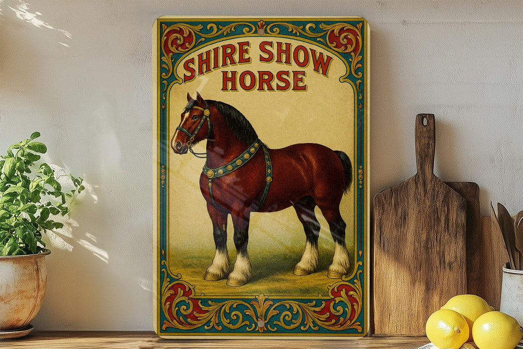 a picture of a horse on a shelf