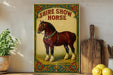 a picture of a horse on a shelf