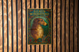 a picture of a dog on a wooden wall